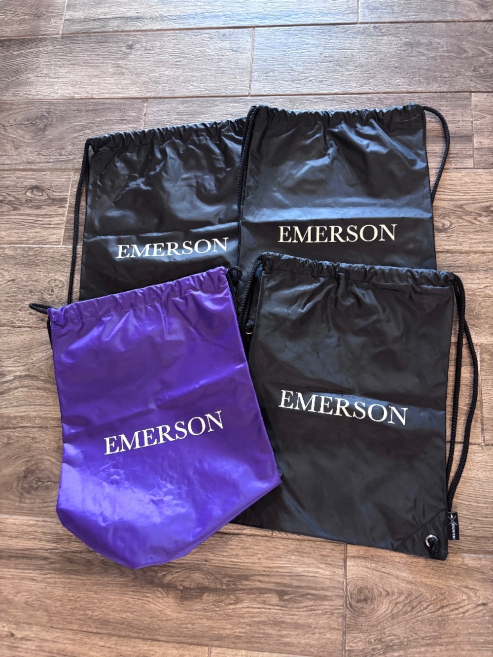 Emerson College Drawstring backpacks x4
